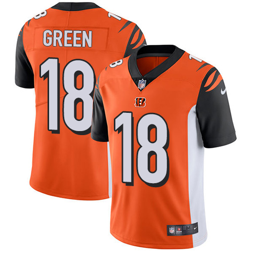 Nike Bengals #18 A.J. Green Orange Alternate Youth Stitched NFL Vapor Untouchable Limited Jersey - Click Image to Close